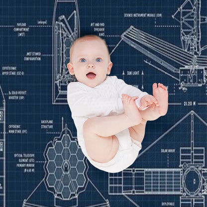 James Webb Space Telescope (Navy Blueprint) Throw Blanket