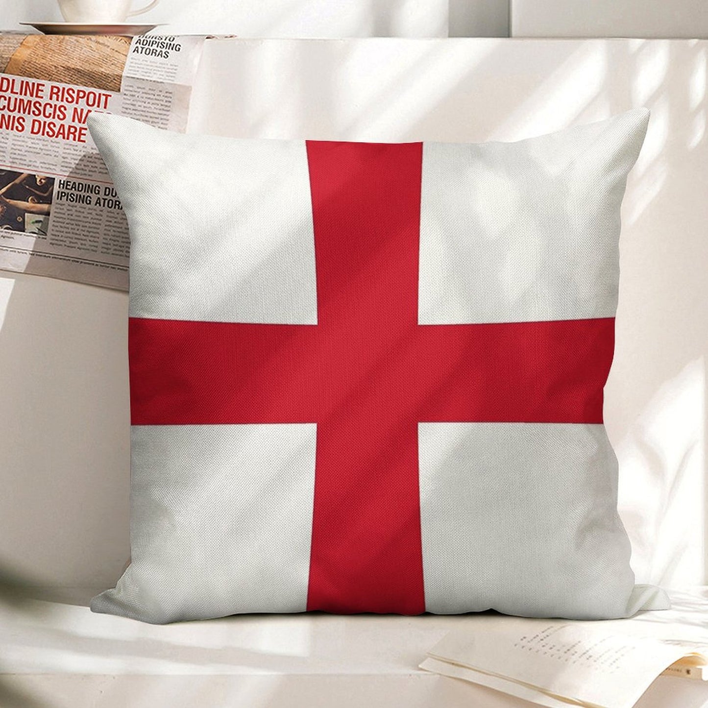Flag of England (St. George's Cross) Linen Throw Pillow Cover