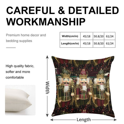 Christmas Nutcracker Trio Linen Throw Pillow Cover
