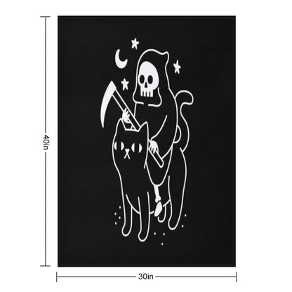 Death Rides A Black Cat Throw Blanket