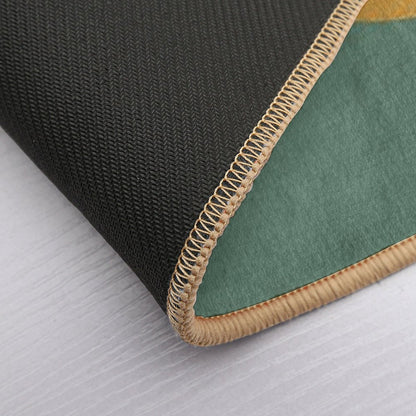 Half Circle Colorblock - Gold Green Bath Mat