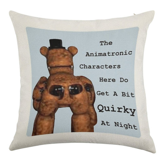Quirky Animatronics Linen Throw Pillow Cover