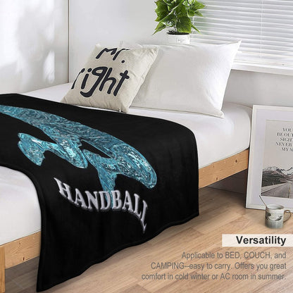 Handball Player Blue Silhouette Throw Blanket