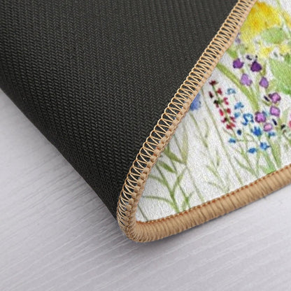 Hand Painted Colorful Wild Flower Field Bath Mat