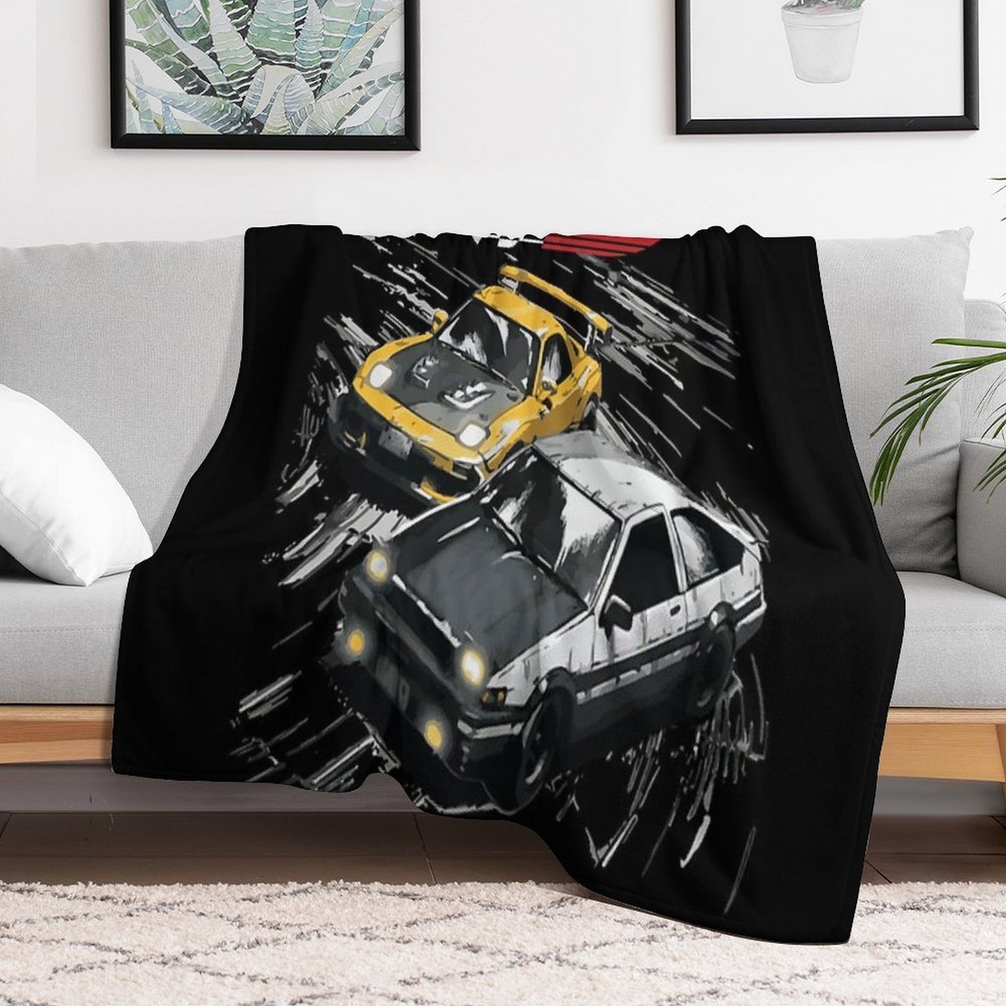 Mountain Drift Racing Initial D Tandems AE86 Vs FD Rx-7 Throw Blanket