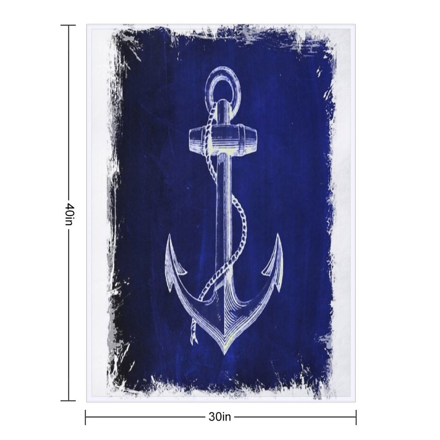 Preppy Rustic Beach Sailor Fashion Navy Blue Anchor Nautical Throw Blanket