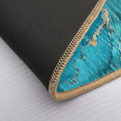Turquoise Aqua Gold Ocean  Pet-Safe Bath Mat