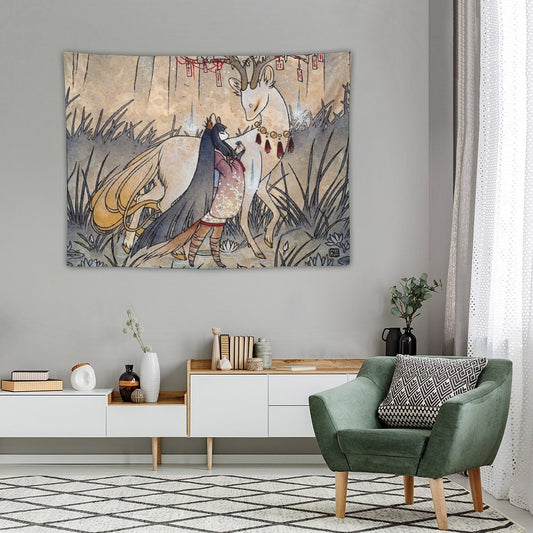 The Meeting of The Fox And Wish Spirit Tapestry