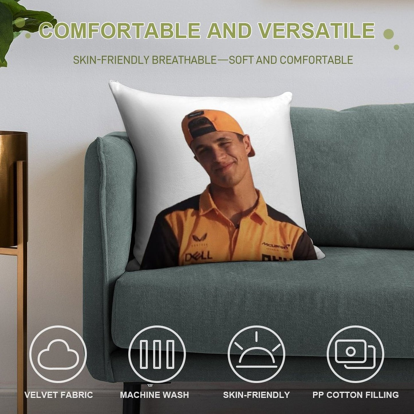 Lando Norris Soft Multiple Sizes Throw Pillow