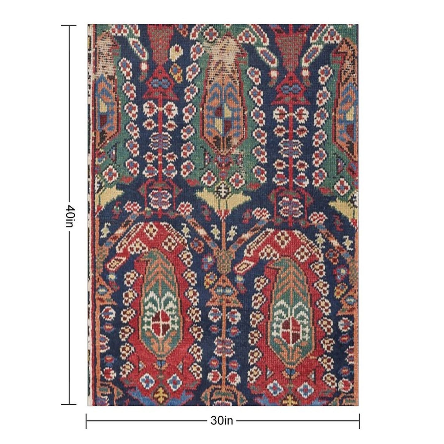 Midnight Blue Botehs 19th Century Authentic Colorful Red Aztec Shapes Rug Throw Blanket