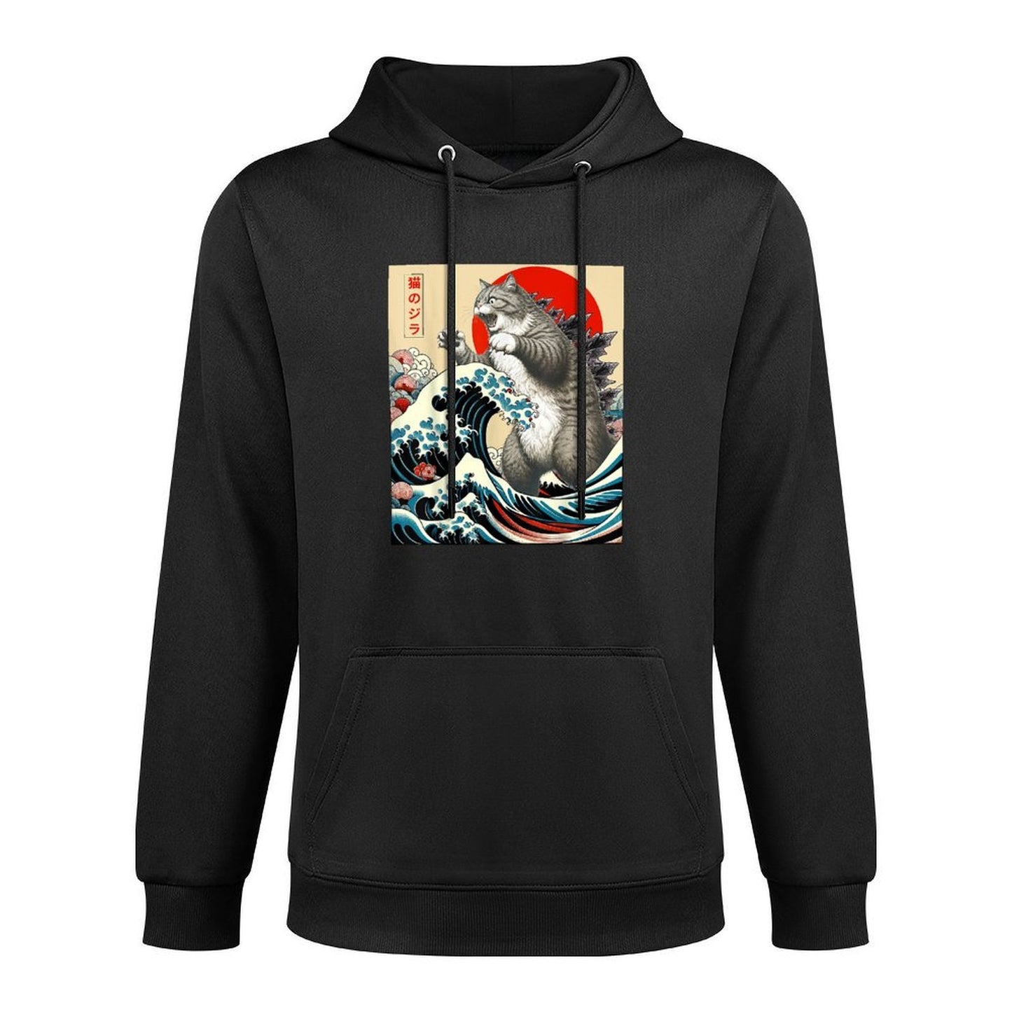 Catzilla Cat Japanese Art Funny Cat Gifts For Men Women Kid Adjustable Hood Hoodie