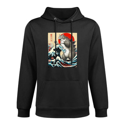 Catzilla Cat Japanese Art Funny Cat Gifts For Men Women Kid Adjustable Hood Hoodie