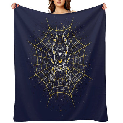 Celestial Spider on Starry Web Throw Blanket