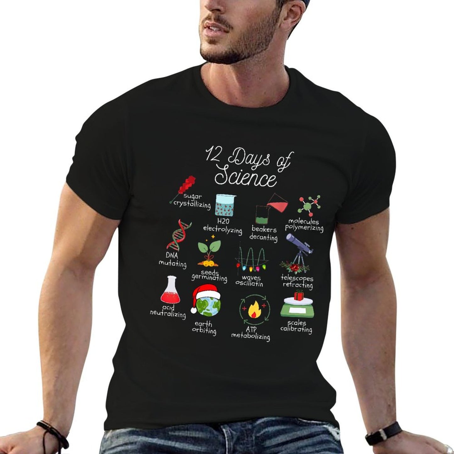 12 Days Of Science Christmas Chemistry Teacher Funny  Eco-friendly Material T-Shirt