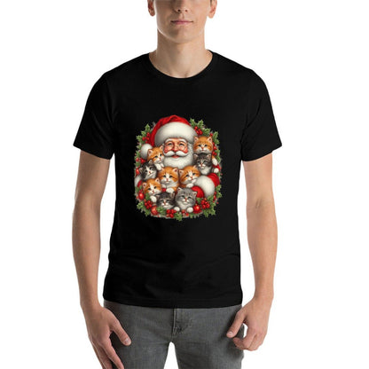 Santa Claus And Kittens Merry Christmas for Women Kids  Affordable Price T-Shirt