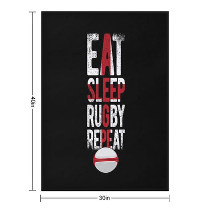 Eat Sleep Rugby Repeat England Rugby Throw Blanket