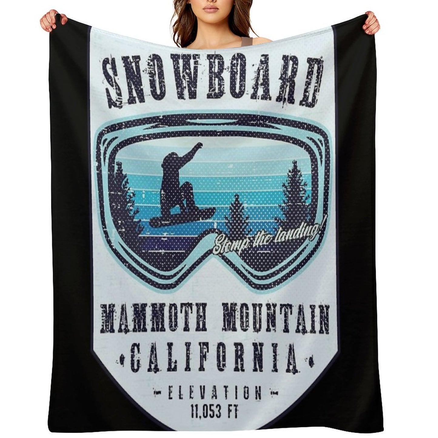 Snowboard Mammoth Mountain California Throw Blanket