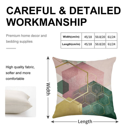 Emerald Green And Pink Geo No 3 Linen Throw Pillow Cover