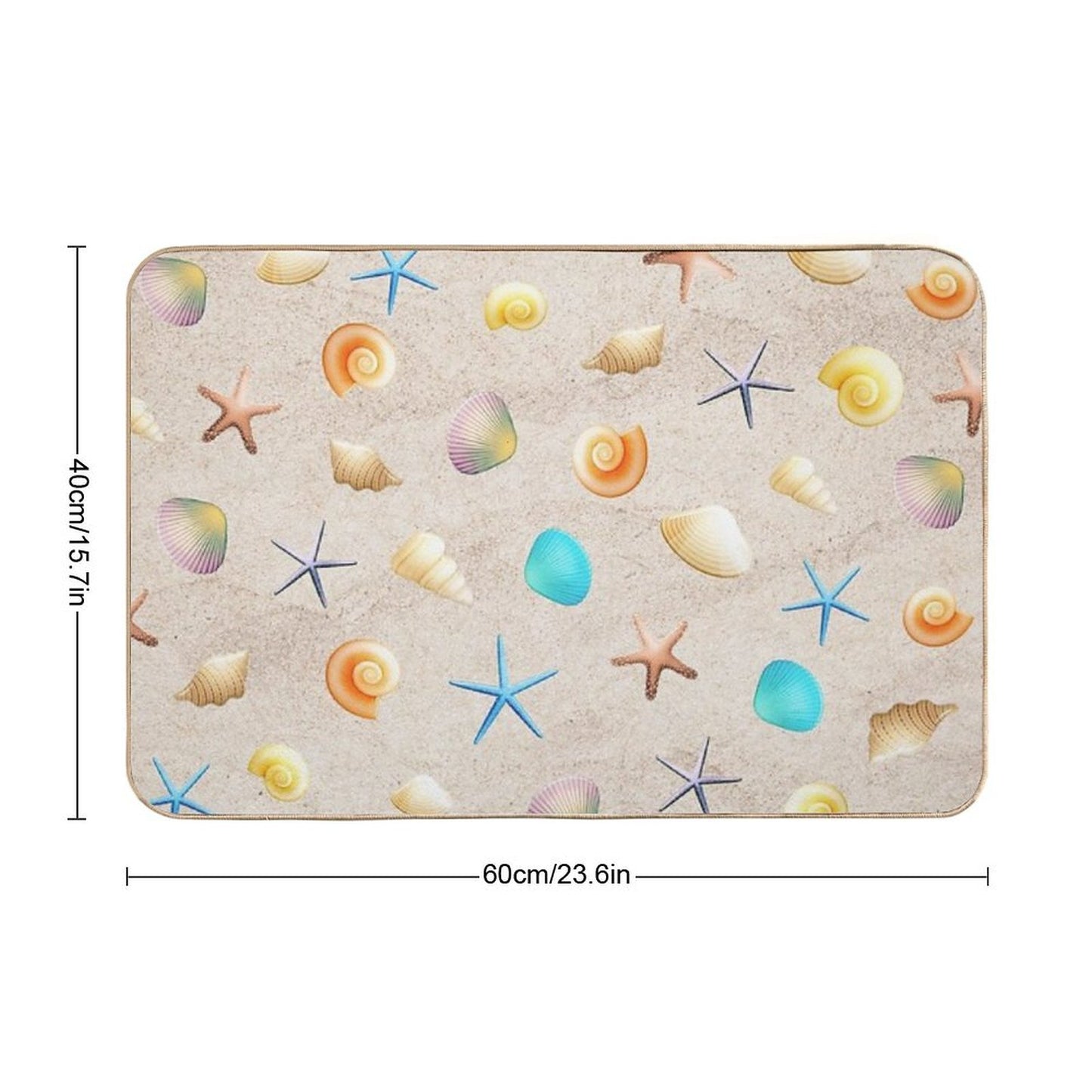 Collection of Shells on Sand And Starfish Bath Mat