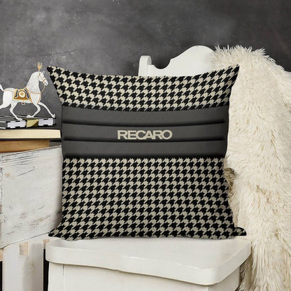Recaro Seat Houndstooth Upholstery Linen Throw Pillow Cover
