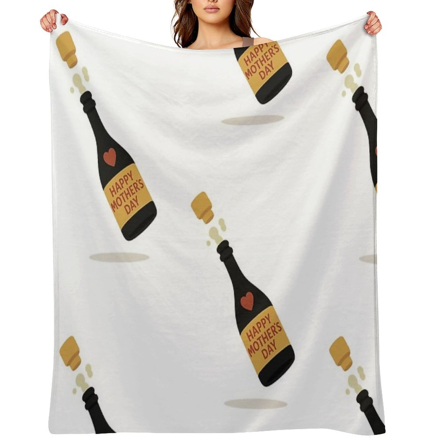 Simple Mom Cheers Symbol, Modern Mother's Day Wishes Throw Blanket
