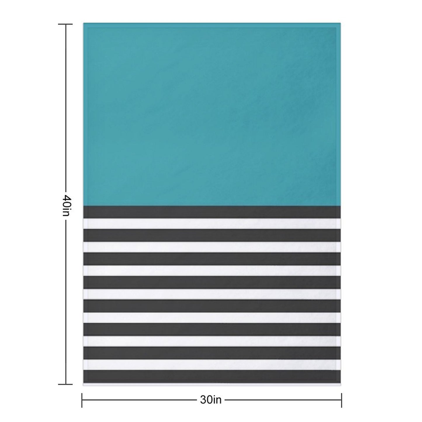Half Striped Gray - Solid Turquoise Throw Blanket