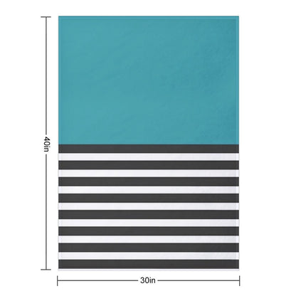 Half Striped Gray - Solid Turquoise Throw Blanket