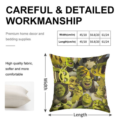 Shrek Collage Linen Throw Pillow Cover