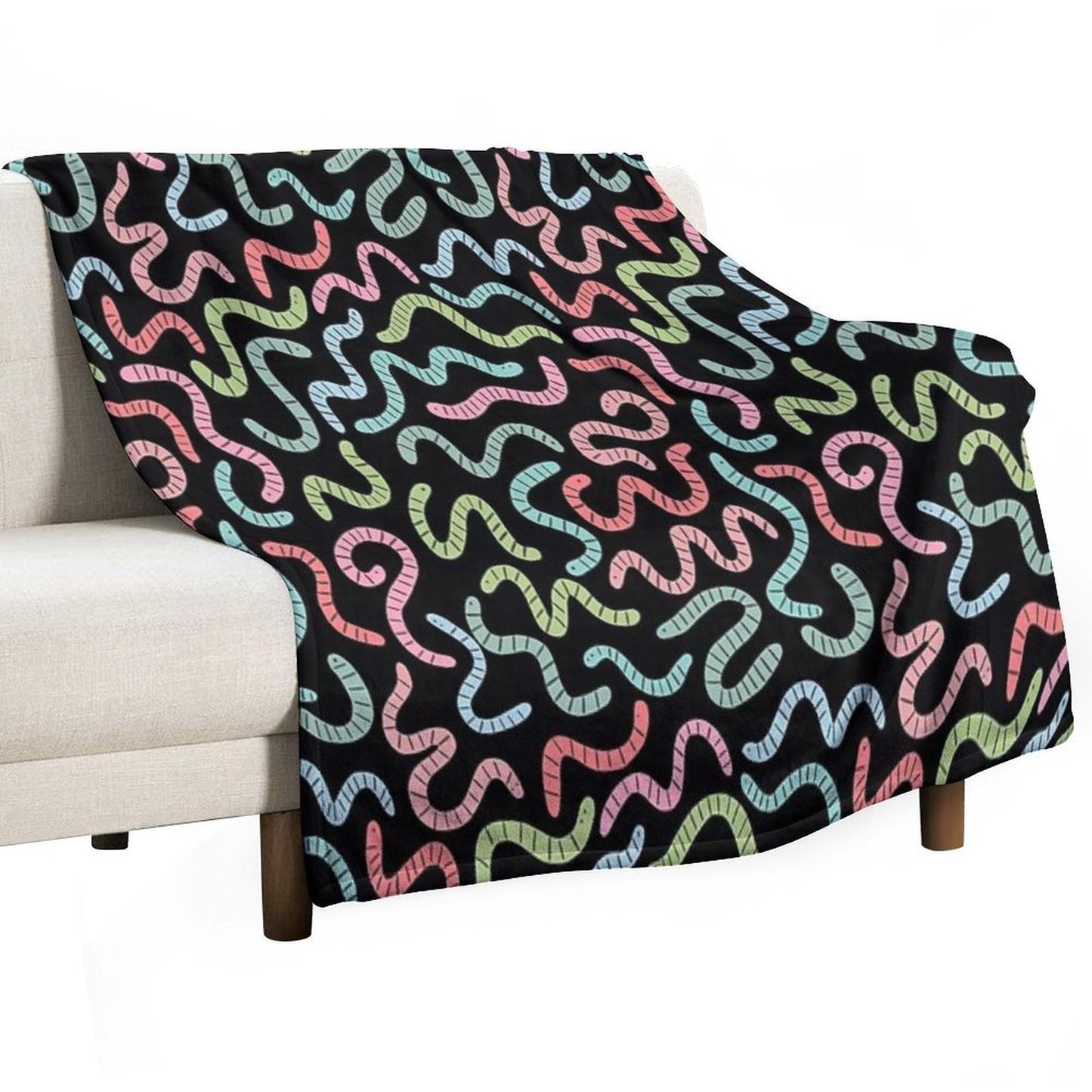 Cute Compost Earthworms. Funny Worms. Throw Blanket
