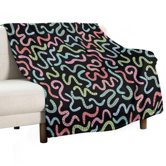 Cute Compost Earthworms. Funny Worms. Throw Blanket