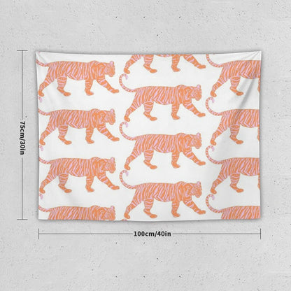 Orange And Pink Tiger Tapestry