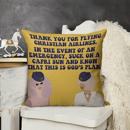 Trixie And Katya Christian Airlines Linen Throw Pillow Cover