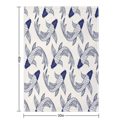 Japanese Koi Fish Pattern Throw Blanket