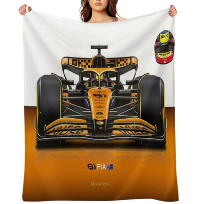 Oscar Piastri 2024 Formula 1 McLaren Racing Car Throw Blanket