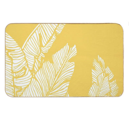 Banana Leaves on Yellow Bath Mat