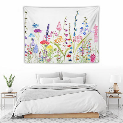 Hand Painted Colorful Wild Flower Field Tapestry
