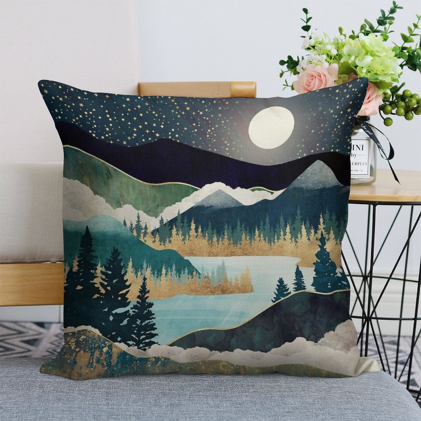 Star Lake Linen Throw Pillow Cover