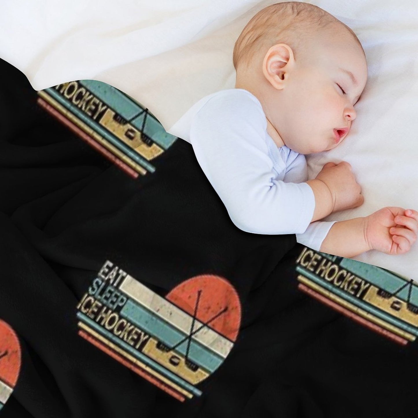 Ice Hockey Vintage Eat Sleep Throw Blanket