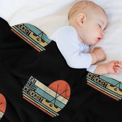 Ice Hockey Vintage Eat Sleep Throw Blanket