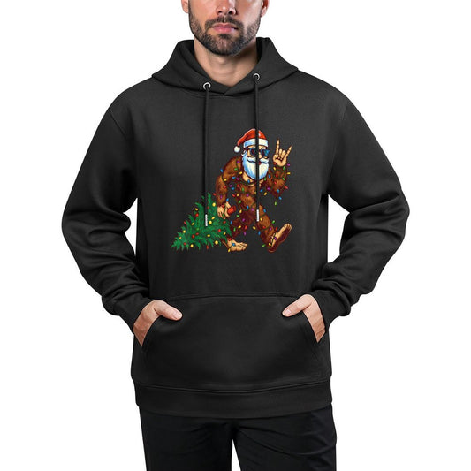 Santa Bigfoot Christmas Tree Xmas Funny Christmas Men Women Colorfast Hoodie