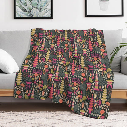 Zen Garden Based on The Japanese Tea Garden in Golden Gate Park Throw Blanket