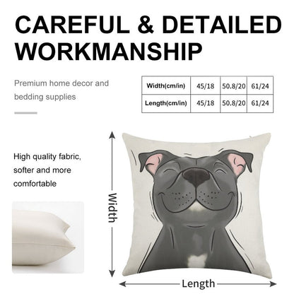 Smiling Blue Staffy Dog (stafford) Staffy Love Linen Throw Pillow Cover