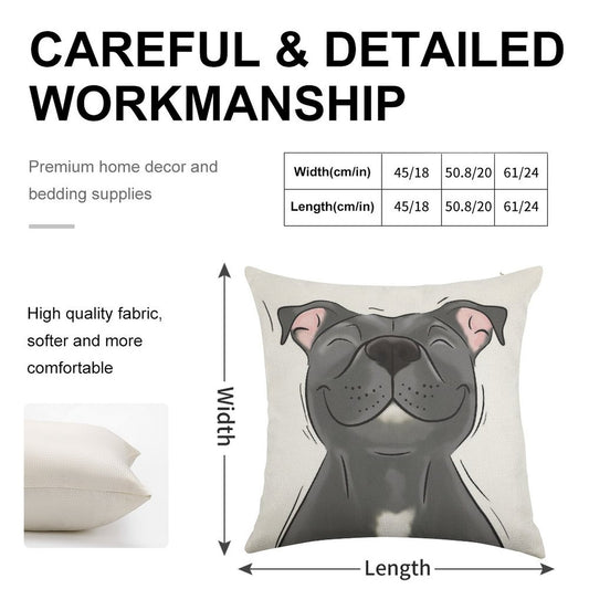 Smiling Blue Staffy Dog (stafford) Staffy Love Linen Throw Pillow Cover