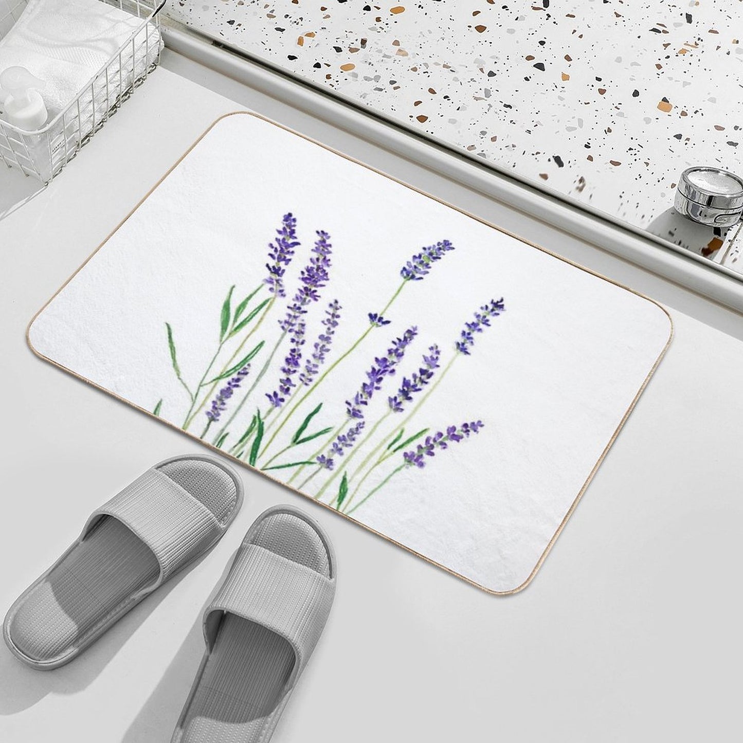 Hand Painted Purple Lavender Bath Mat