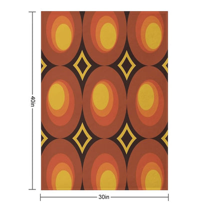 1970s Orange Mid-Century Modern Circle 2 Throw Blanket