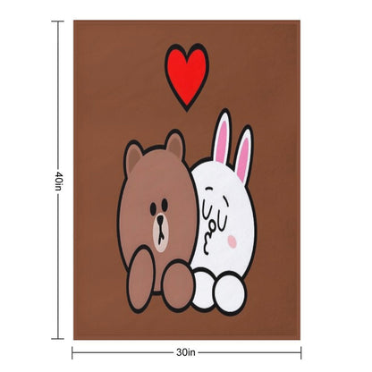 Brown Bear And Cony in Love Classic Throw Blanket