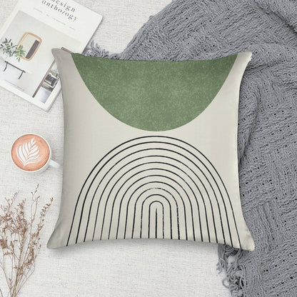 Arch Balance Green - Mid Century Modern Soft Anti-Pilling Throw Pillow