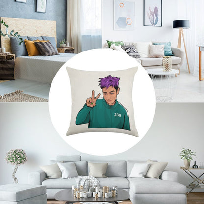 Thanos Squid Game Linen Throw Pillow Cover