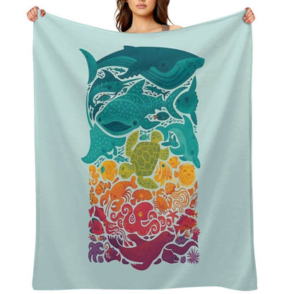 Aquatic Spectrum  Light Blue Throw Blanket