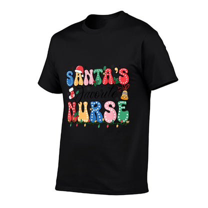 Funny Santas Favorite Nurse Christmas Nursing Xmas Comfortable T-Shirt